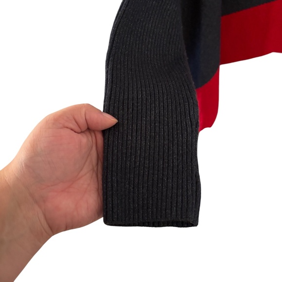 Joseph A. Colorblock Oversized Sweater Black Red Gray Medium - Picture 5 of 12